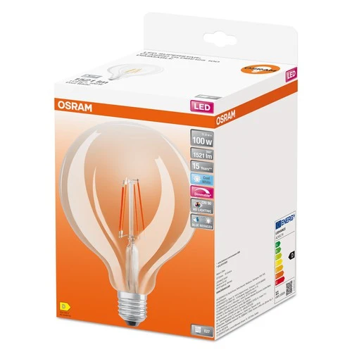 OSRAM Ampoule LED à filament dimmable LED SUPERSTAR+ CL GLOBE125 FIL 100 dim 11W/940 E27 CRI90 BOÎTE, Blanc froid, E27
