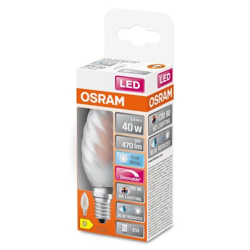 OSRAM Lampe LED dimmable LED SUPERSTAR+ CL BW GL FR 40 dim 3,4W/940 E14 IRC90 BOÎTE, Blanc froid