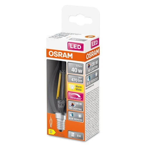 OSRAM Lampe LED dimmable LED SUPERSTAR+ CL BA FIL 40 dim 3,4W/927 E14 IRC90 BOÎTE, Blanc chaud
