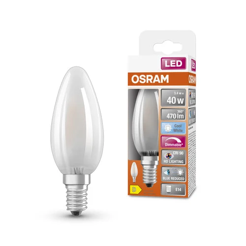 OSRAM Lampe LED dimmable LED SUPERSTAR+ CL B GL FR 40 dim 3,4W/940 E14 IRC90 BOÎTE, blanc froid