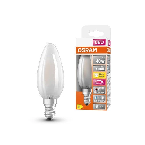 OSRAM Lampe LED dimmable LED SUPERSTAR+ CL B GL FR 40 dim 3,4W/927 E14 IRC90 BOÎTE, Blanc chaud