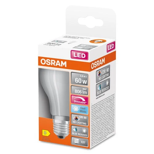 OSRAM Lampe LED dimmable LED SUPERSTAR+ CL A GL FR 60 dim 5,8W/940 E27 IRC90 BOÎTE, E27, blanc froid