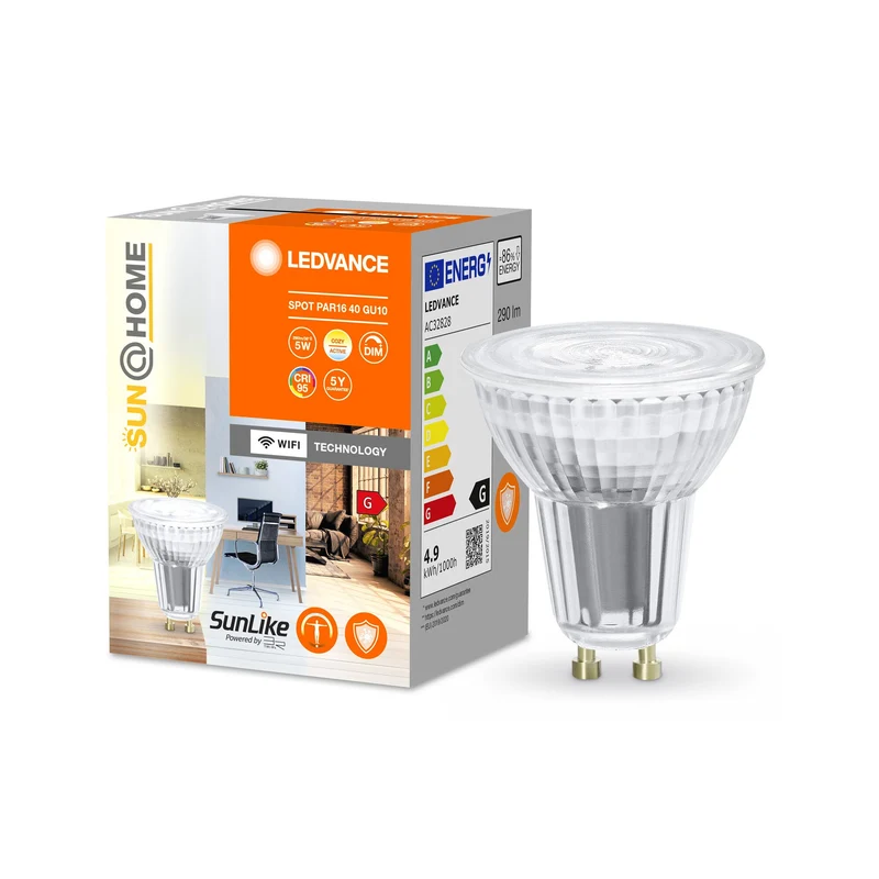 LEDVANCE Wifi SUN@HOME LED SPOT PAR16 dimmable blanc tunable (ex 35W) 4,9W / 2200-5000K GU10