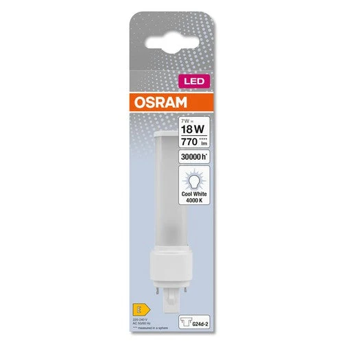 OSRAM DULUX D LED EM & AC MAINS Tube à LED 14,8cm (ex 18W) 7W / 4000K blanc froid G24d-2