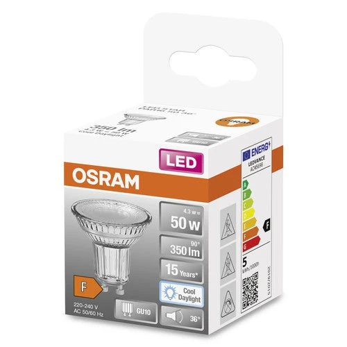 OSRAM LED STAR PAR16 Spot (ex 50W) 4,3W / 6500K blanc froid GU10