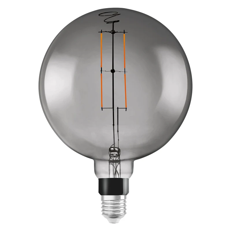 Lampe LED intelligente LEDVANCE avec technologie WiFi, culot E27, dimmable, blanc chaud (2500K), forme grand globe, filament transparent en verre fumé, remplacement du 37W conventionnel, contrôlable avec Alexa, Google & App