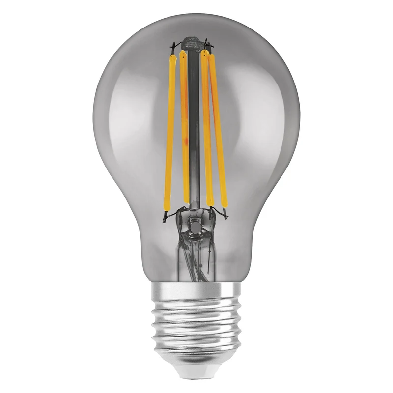 LEDVANCE Lampe LED intelligente avec technologie WiFi, culot E27, dimmable, blanc chaud (2500K), forme poire, filament transparent en verre fumé, remplacement des ampoules conventionnelles 44W, contrôlable avec Alexa, Google & App