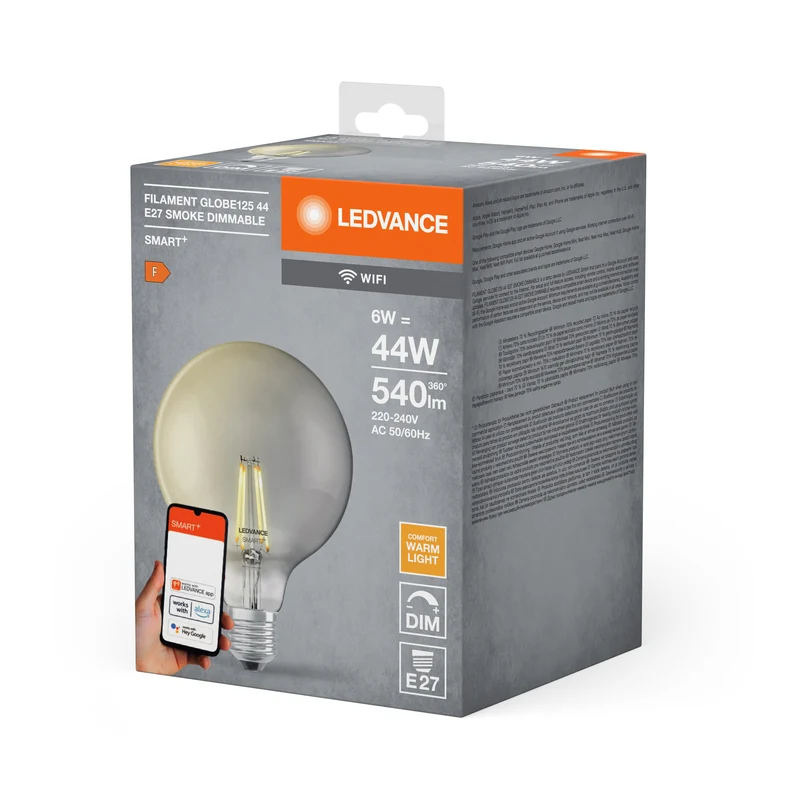 LEDVANCE Wifi SMART+ Filament Globe Dimmable (ex 44W) 6W/2500K blanc chaud E27