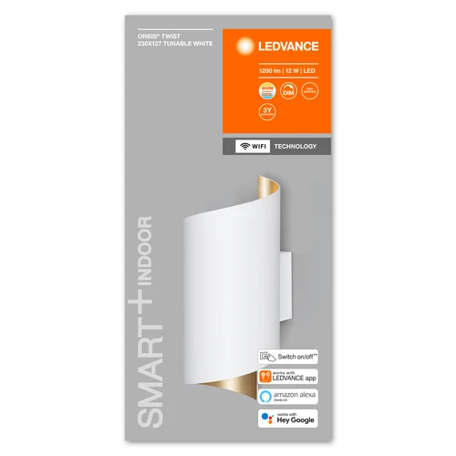LEDVANCE Wifi SMART+ ORBIS TWIST Applique LED 23x12,7cm Tunable Blanc 12W / 3000-6500K blanc