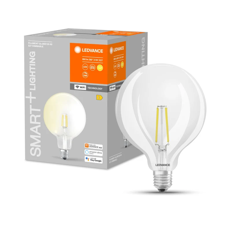 LEDVANCE Wifi SMART+ Lampe LED à filament Globe dimmable (ex 60W) 5,5W / 2700K blanc chaud E27