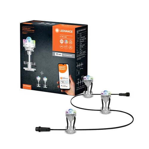 LEDVANCE Wifi SMART+ Outdoor Garden Dot Mini lampe de jardin LED RGB multicolore 3 extensions