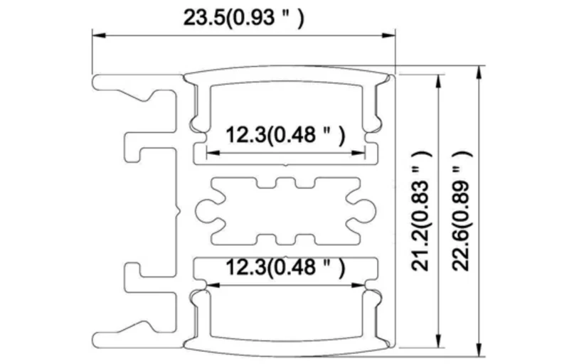 Profilé d'aluminium mural double éclairage NTALB-196. 2 mètres