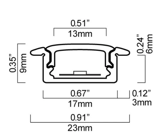 Profilé d'aluminium avec diffuseur NTALB-01SS pour Ruban DEL lumineux 2 mètres