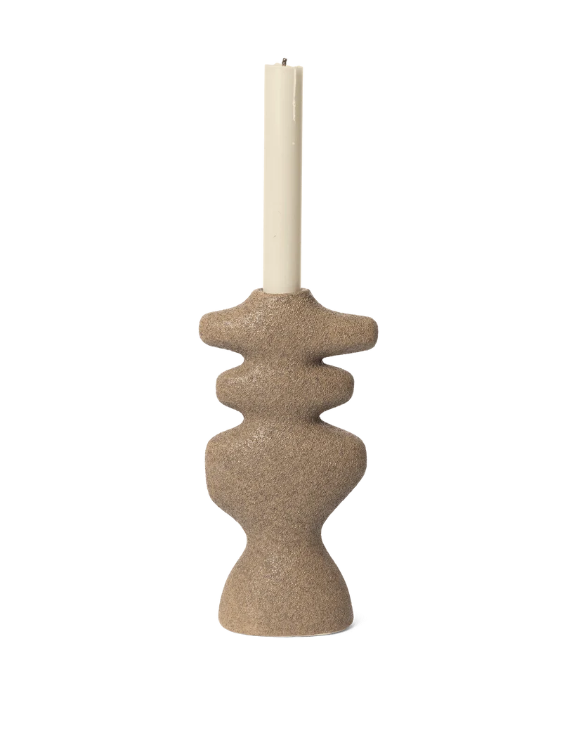Yara Candle Holder Large – Dark Sand