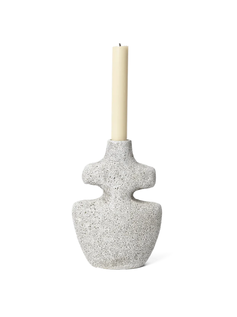 Yara Candle Holder Medium – Grey Pumice