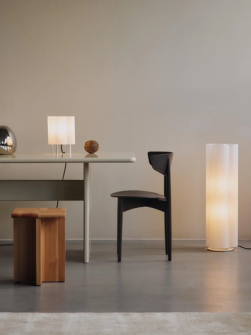 Boe Floor Lamp H80 cm – Silver / Natural