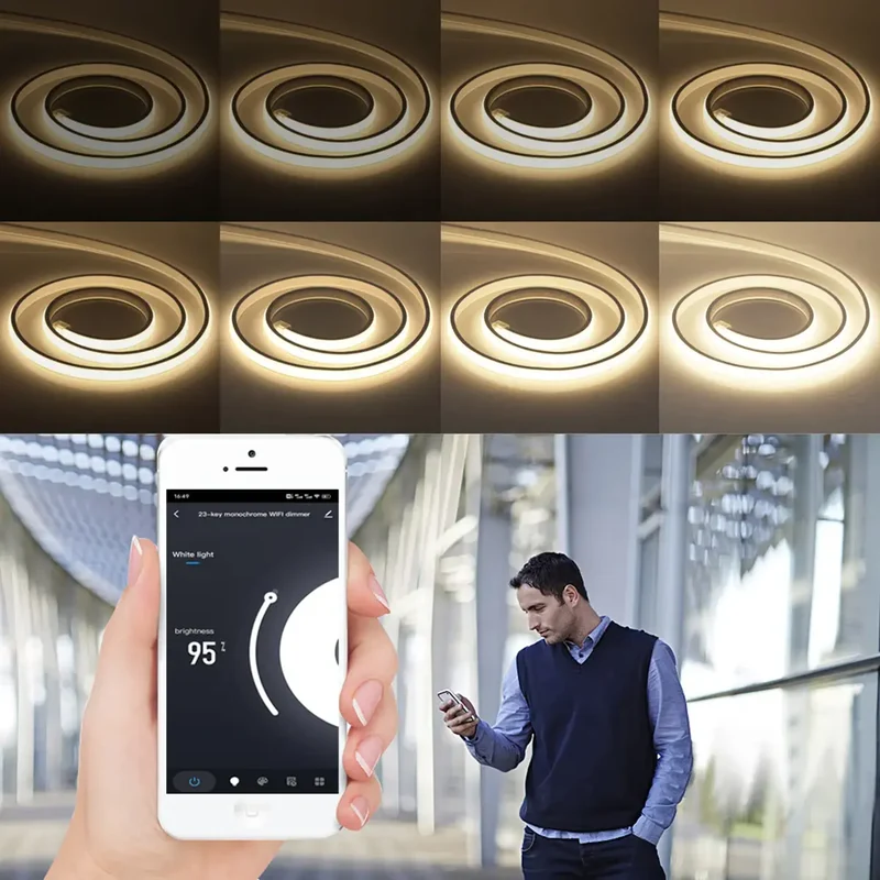 220V COB LED Neon Strip Light - Tuya Smart WiFi Bluetooth Dimmable, IP68, 288 LEDs/m