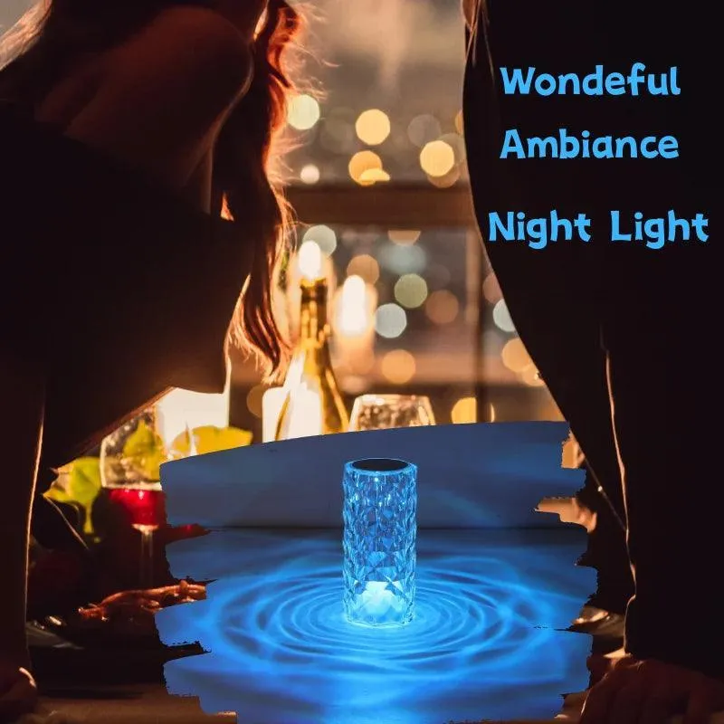 Crystal Rose Table Lamp - 16-Color Touch & Remote, USB Rechargeable