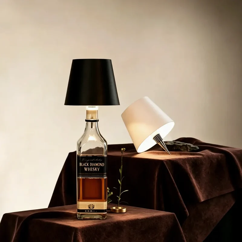 Rechargeable LED Bottle Lamp - Cordless Wine Bottle Light Insert, Dimmable Table Decor