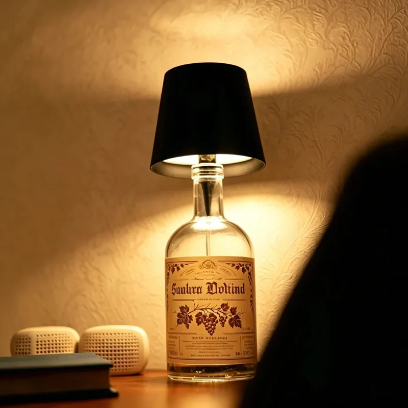 Rechargeable LED Bottle Lamp - Cordless Wine Bottle Light Insert, Dimmable Table Decor