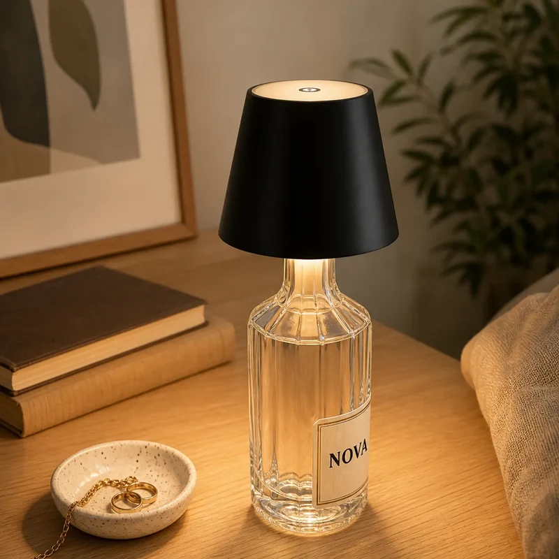 Rechargeable LED Bottle Lamp - Cordless Wine Bottle Light Insert, Dimmable Table Decor