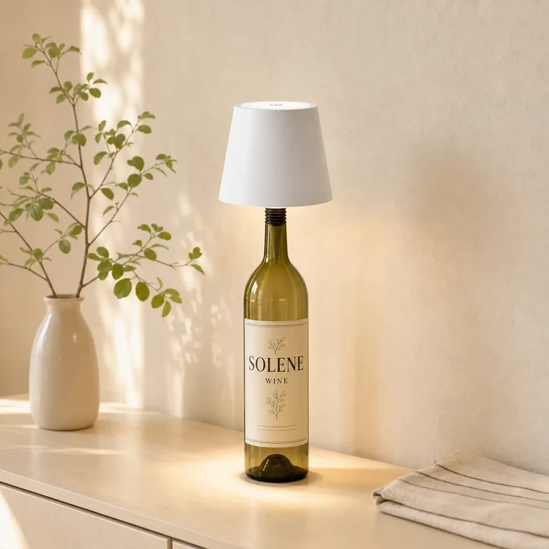 Rechargeable LED Bottle Lamp - Cordless Wine Bottle Light Insert, Dimmable Table Decor