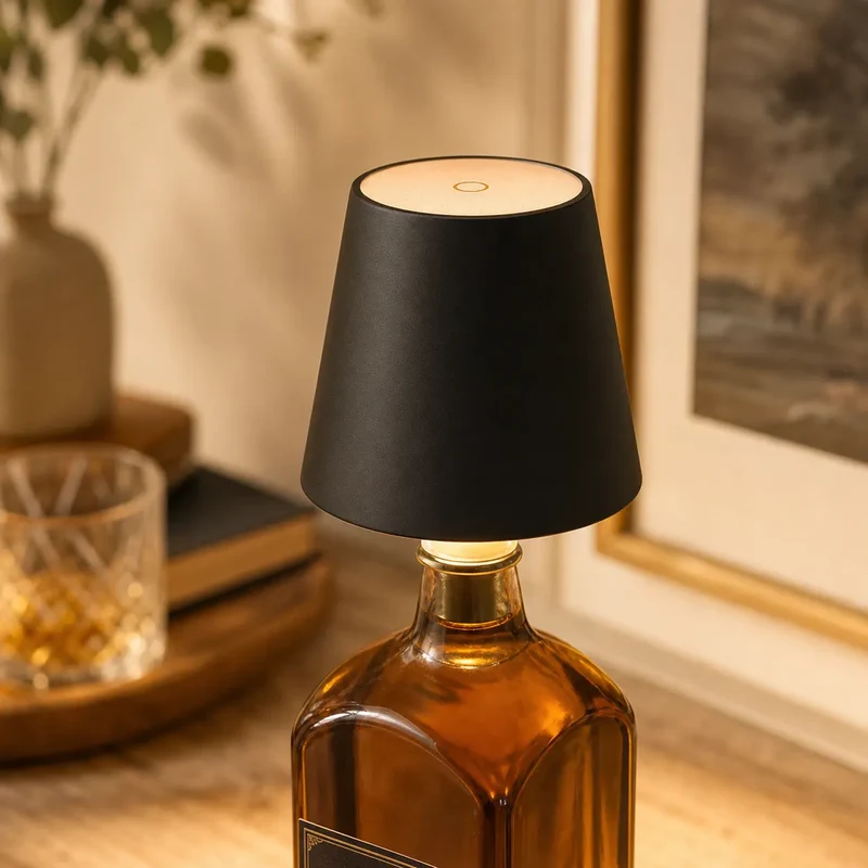 Rechargeable LED Bottle Lamp - Cordless Wine Bottle Light Insert, Dimmable Table Decor