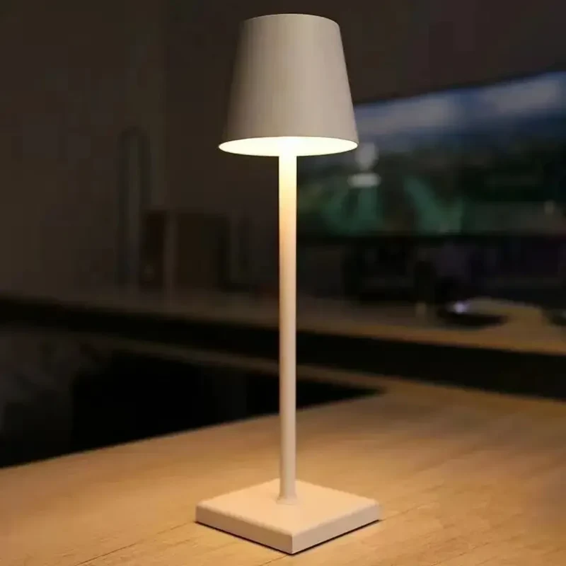 Sculptural Cordless LED Table Lamp - 3-Color Touch Dimming, USB-C Rechargeable, IP54 Waterproof