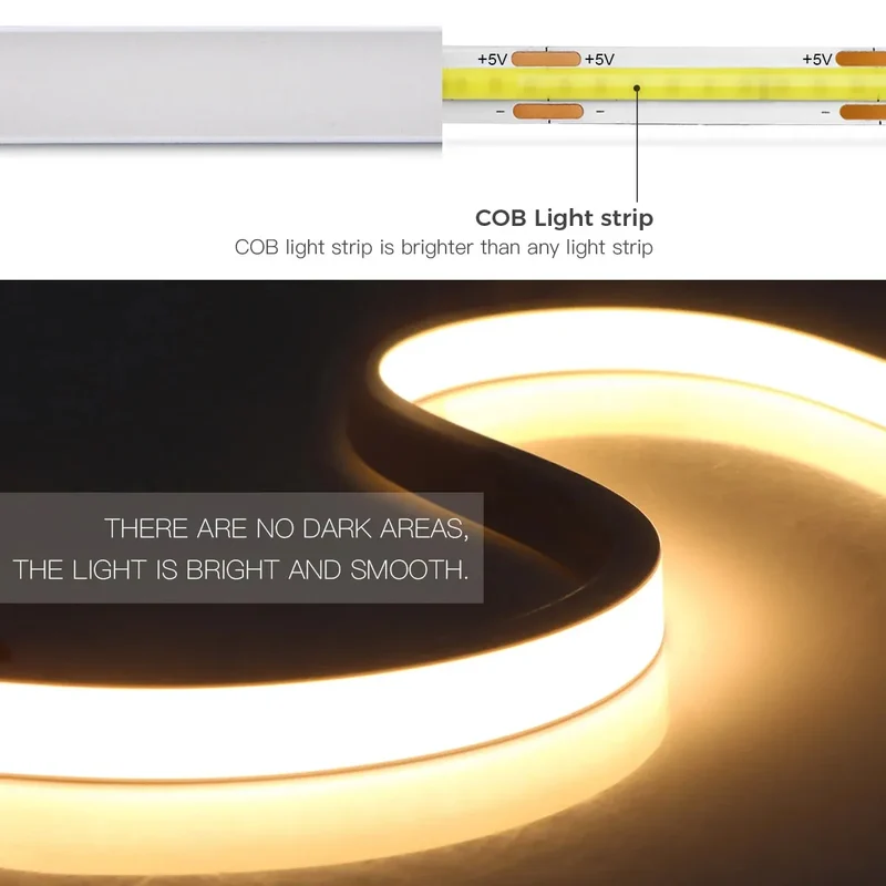Penetrating Touch Sensor USB Under Cabinet COB LED Strip - Dimmable, Hand Scan for Wood & Glass