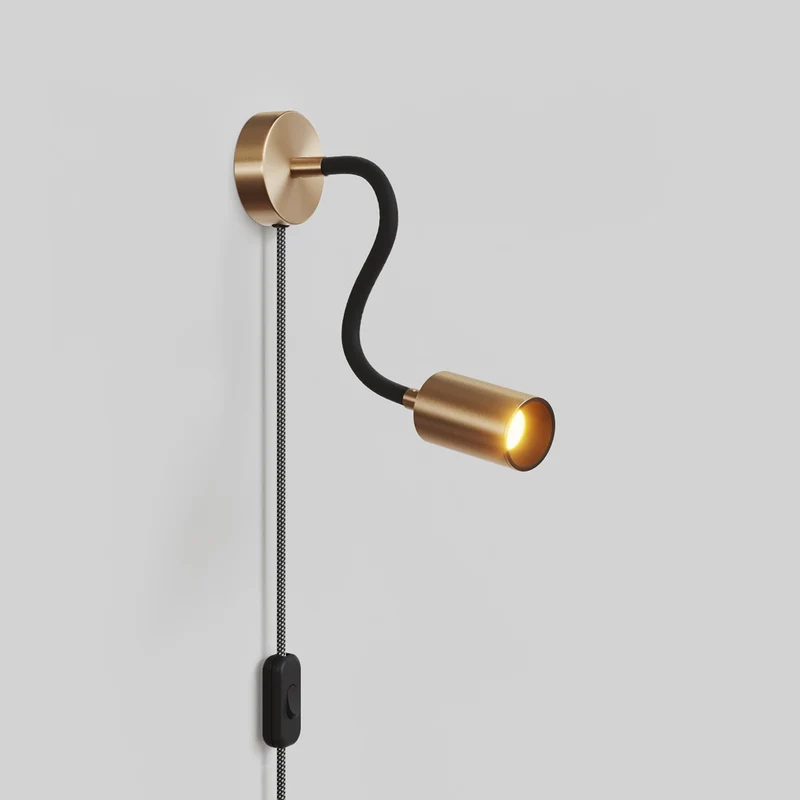 Lampe avec Fiche et bras articulé, Spot Spotlight GU10 Bispot - Bronze satiné / Noir