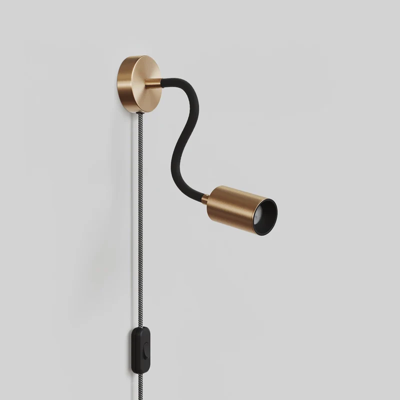 Lampe avec Fiche et bras articulé, Spot Spotlight GU10 Bispot - Bronze satiné / Noir
