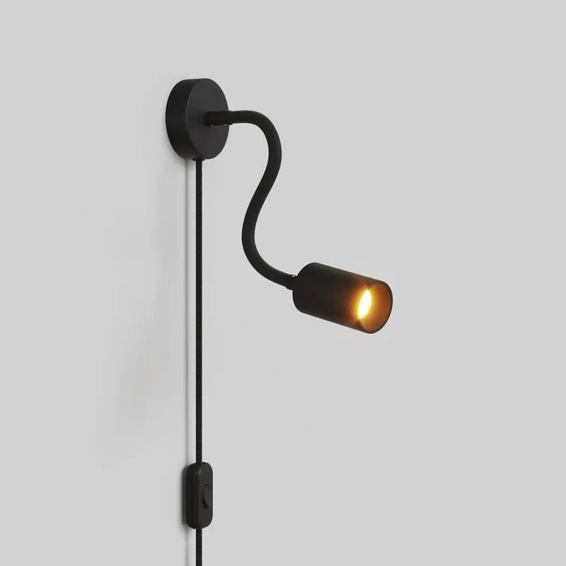 Lampe avec Fiche et bras articulé, Spot Spotlight GU10 Bispot - Noir