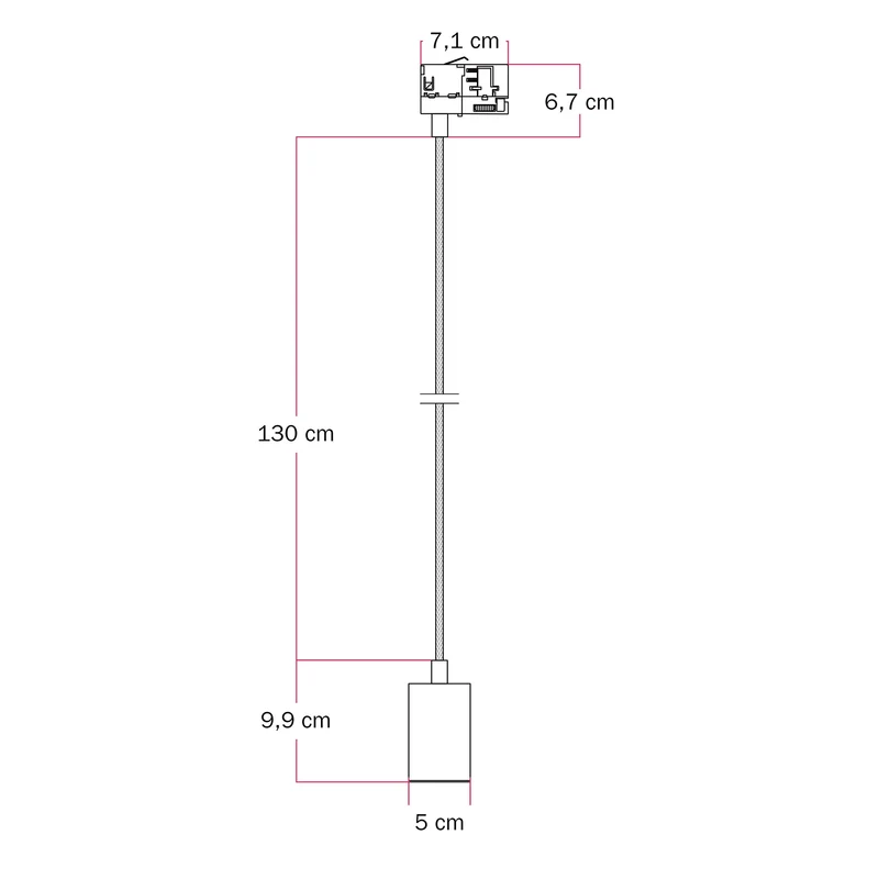 Lampe à suspension avec Spot GU10 Bispot pour système sur rail - Bronze satiné / Noir