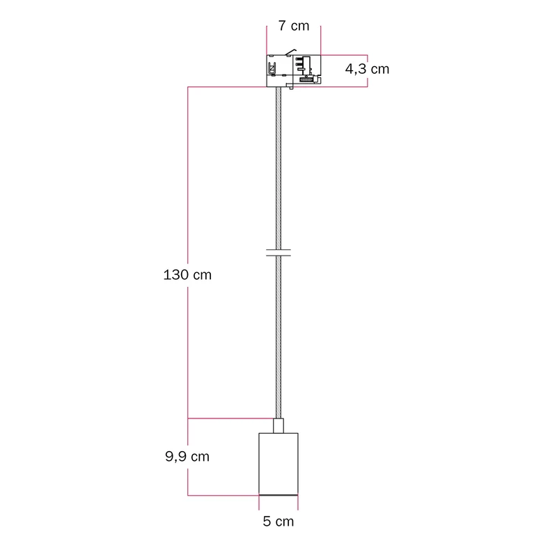 Lampe à suspension avec Spot GU10 Bispot pour système sur rail - Bronze satiné / Noir