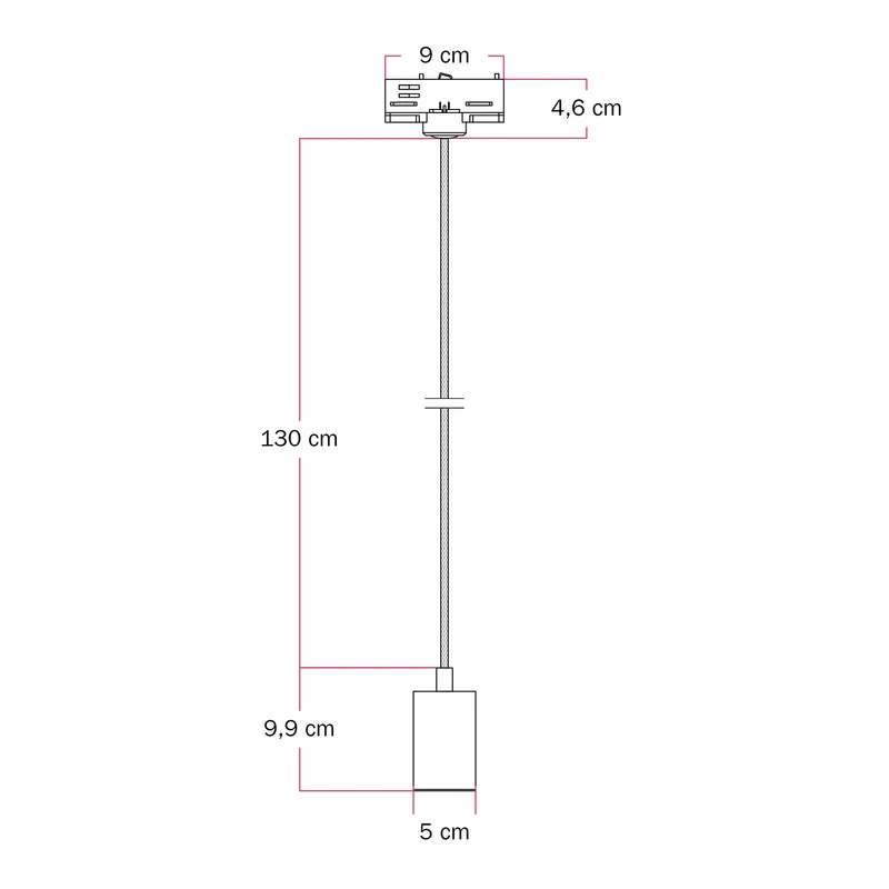 Suspension avec Spot GU10 Bispot pour système sur rail - Titane satiné