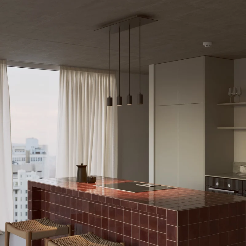 Lampe à suspension avec 4 Spots GU10 Bispot - Noir