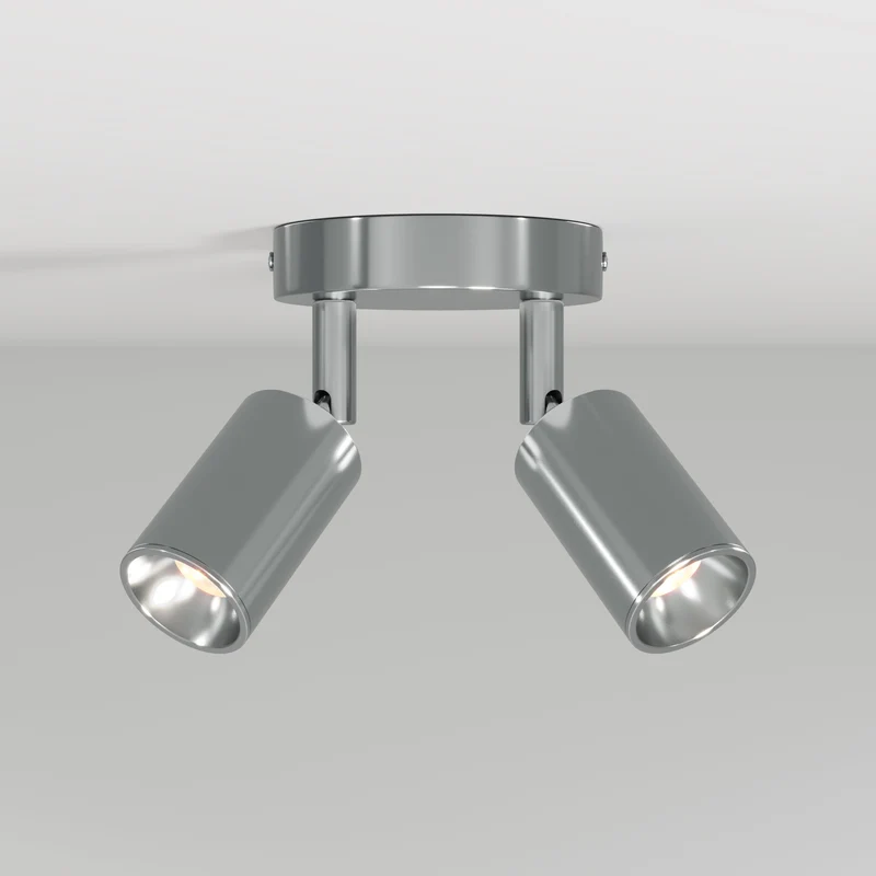 Applique ou plafonnier avec 2 Spots GU10 Bispot orientables - Chrome satiné