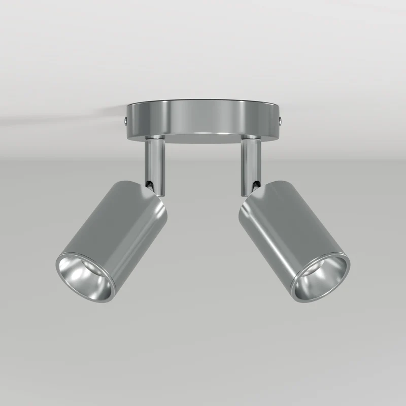 Applique ou plafonnier avec 2 Spots GU10 Bispot orientables - Chrome satiné