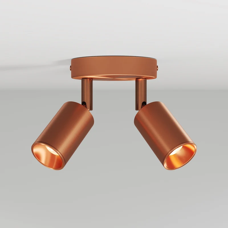 Lampe murale ou de plafond avec 2 Spots GU10 Bispot orientables - Cuivre satiné