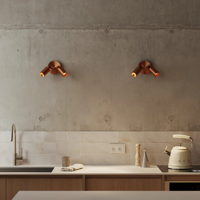 Lampe murale ou de plafond avec 2 Spots GU10 Bispot orientables - Cuivre satiné
