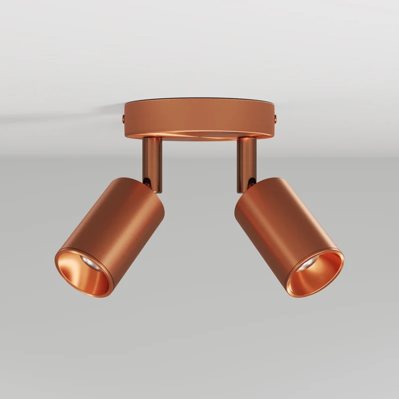 Lampe murale ou de plafond avec 2 Spots GU10 Bispot orientables - Cuivre satiné