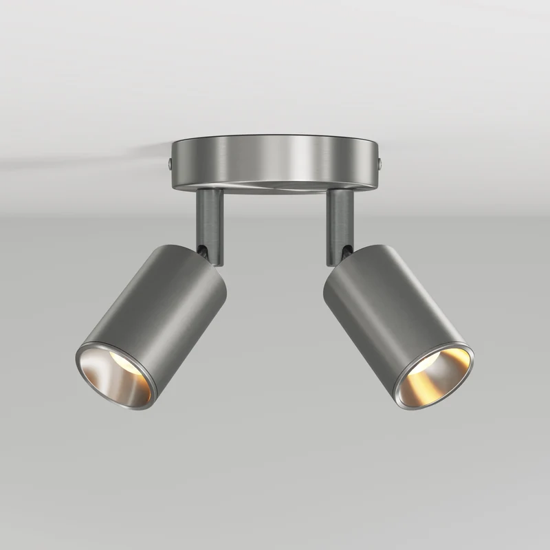 Lampe murale ou de plafond avec 2 Spots GU10 Bispot orientables - Titane satiné