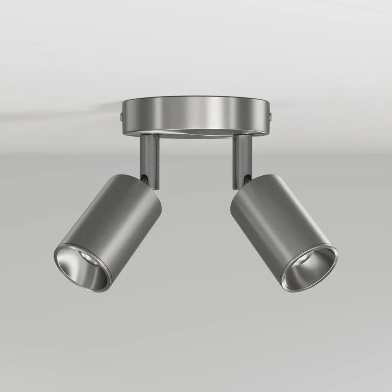 Lampe murale ou de plafond avec 2 Spots GU10 Bispot orientables - Titane satiné