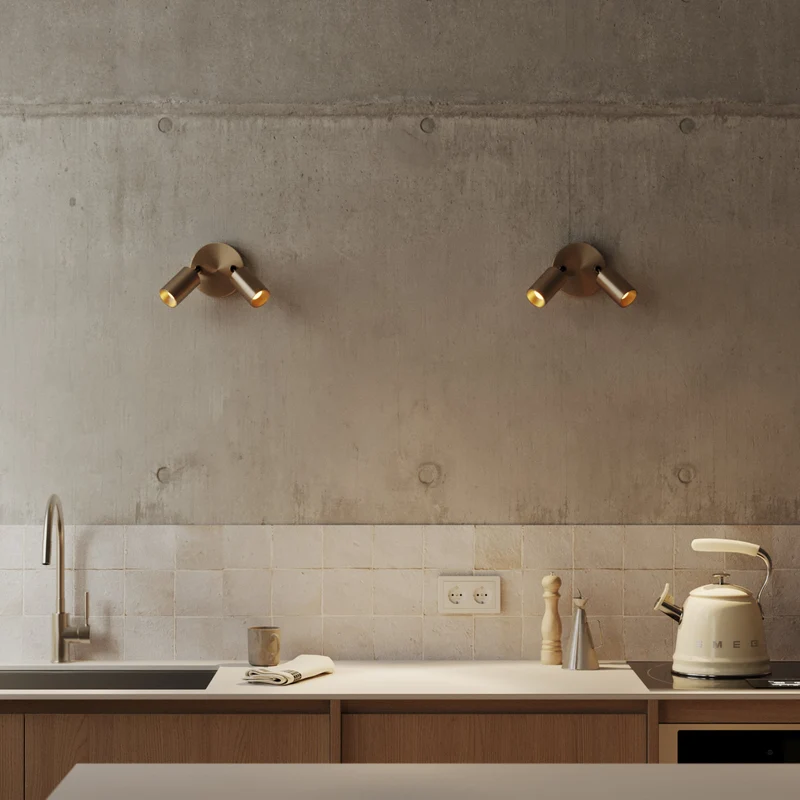 Applique ou plafonnier avec 2 Spots GU10 Bispot orientables - Bronze satiné