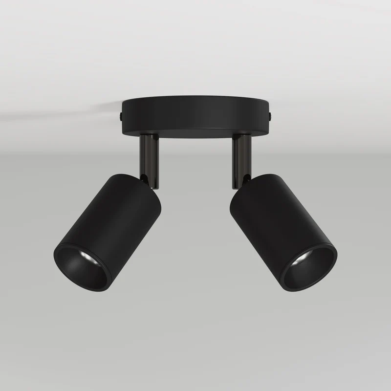 Lampe murale ou de plafond avec 2 Spots GU10 Bispot orientables - Noir