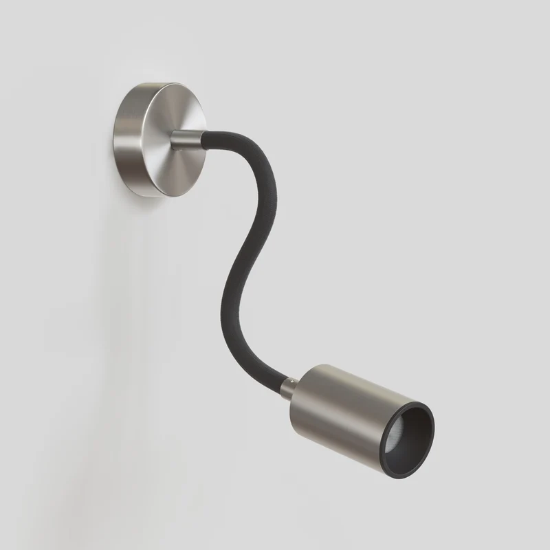 Applique ou plafonnier avec Spot GU10 Bispot et bras orientable Flex 30 cm - Titane satiné / Noir