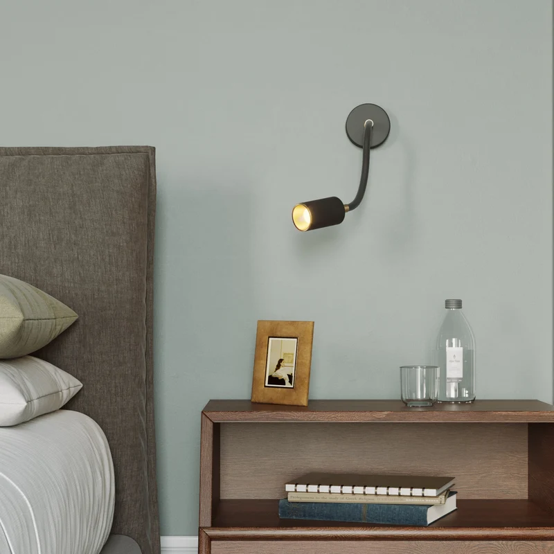 Applique ou plafonnier avec Spot GU10 Bispot et bras orientable Flex 30 cm - Noir / Bronze satiné