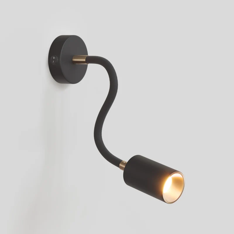 Applique ou plafonnier avec Spot GU10 Bispot et bras orientable Flex 30 cm - Noir / Bronze satiné