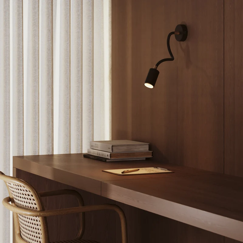 Applique ou plafonnier avec Spot GU10 Bispot et bras orientable Flex 30 cm - Noir / Bronze satiné