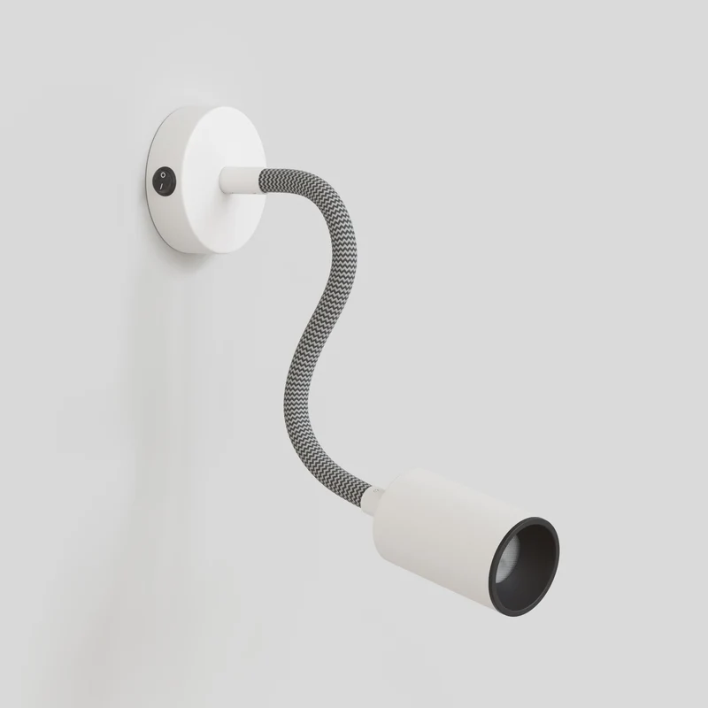 Applique ou plafonnier avec Spot GU10 Bispot et bras orientable Flex 30 cm - Blanc mat / Noir